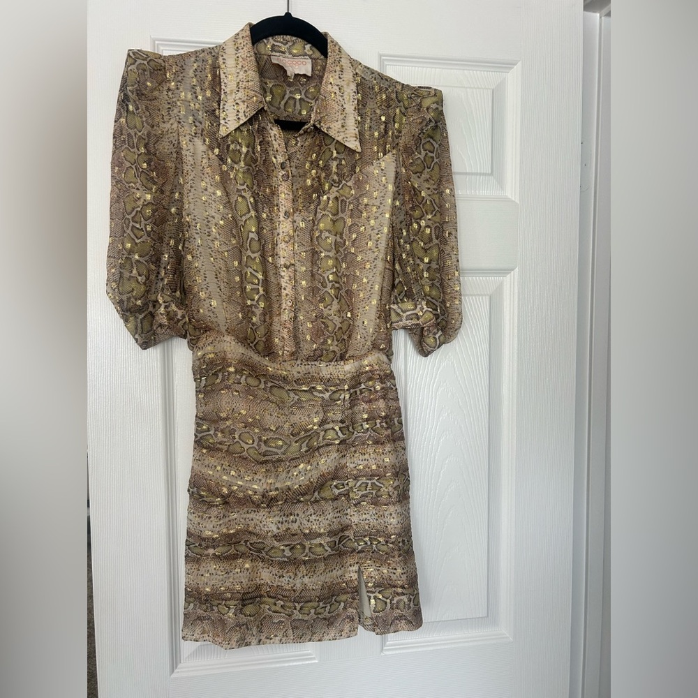 Rococo Sand Brown Tan Snakeskin Mini Dress